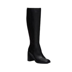 Dolce Vita Wide-Calf Black Leather Knee-High Boots